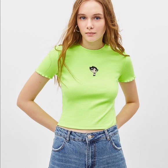 Bershka Tops - Bershka Powderpuff Girls T-shirt in Green